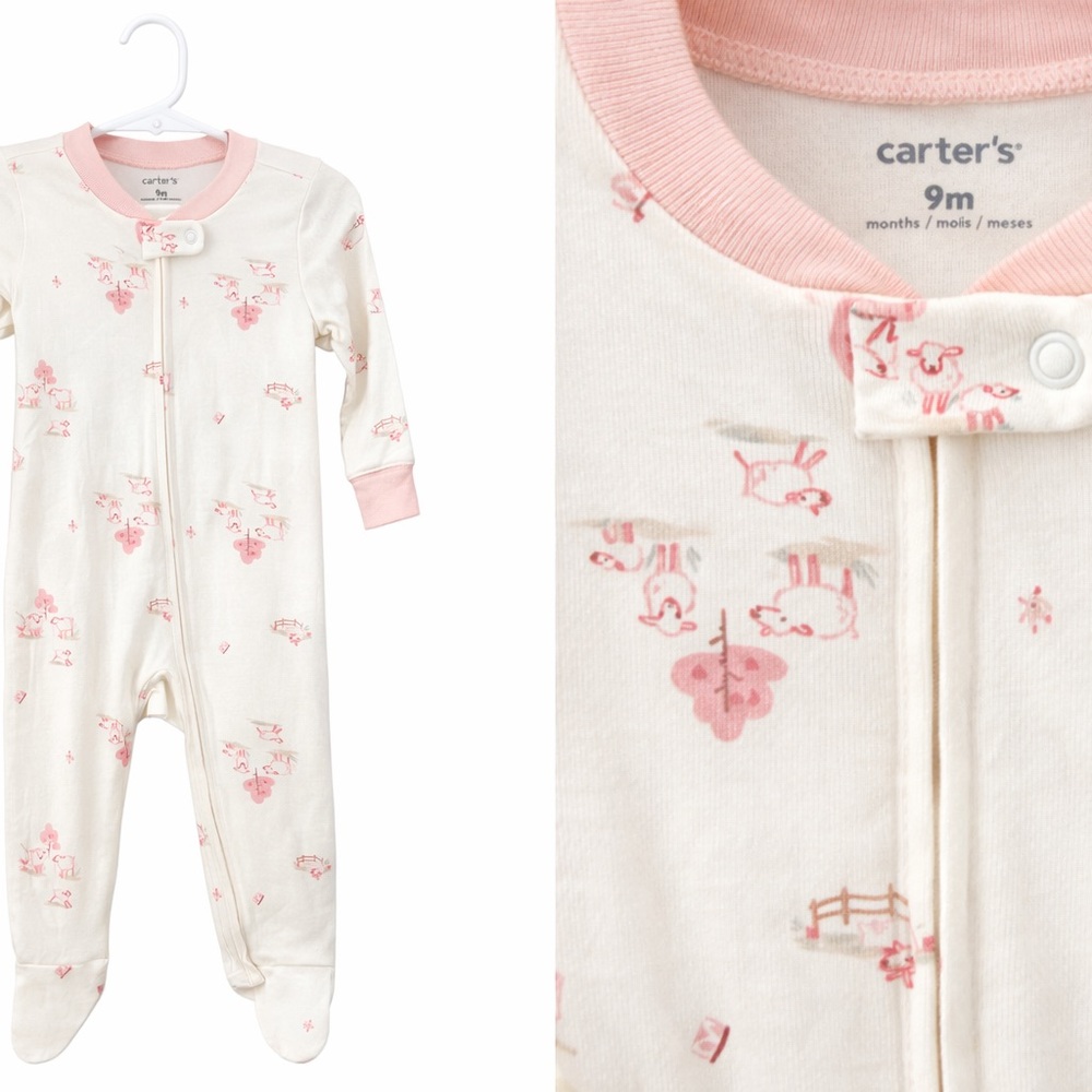 Carter's Cream and Pink Baby Pajamas